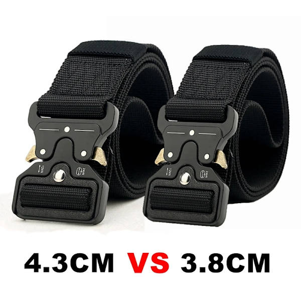 125-145CM taktiskt armébälte Militärträning Battle Nylon midjebälte Överlevnadstillbehör Krok Automatiska metallspännen för män 4.3cm B belt 2 hook 125cm