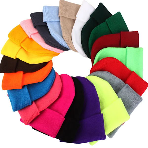 Mössa Vinter för Kvinnor Män Pojkar Flickor Virkad Skullies Hatt Enfärgad Unisex Höststickad Mössa Cap Vilda Tillbehör red Head 45-60cm