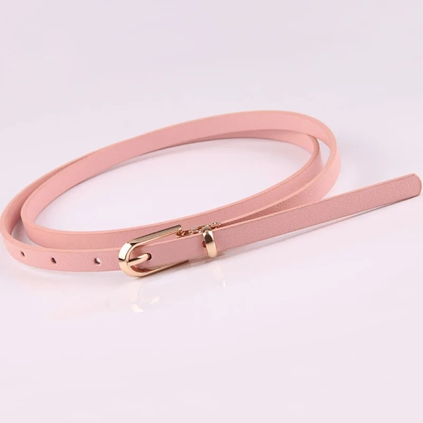 Nya Dambälten Justerbart PU-läder tunt bälte för tjejer Guldspänne Klänning Byxor Designer midjeband Mager midjebälte Pink 108cm