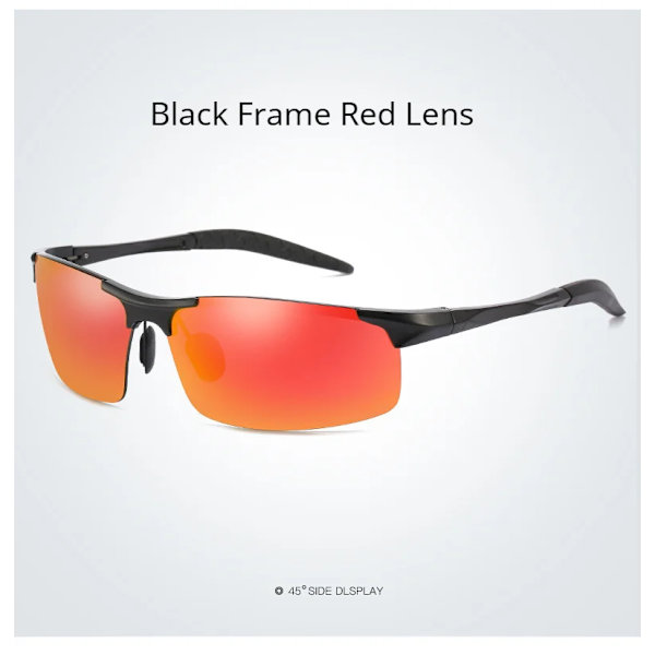 Polariserade solglasögon Herr Aluminium Magnesium Båge Sportsolglasögon Herr Driver Retro UV400 Anti-Green Solglasögon Black Frame Red With Glasses Case