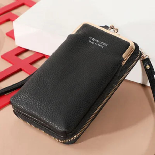 Mode små handväskor Crossbody-väskor Kvinnor Mini PU-läder Axelremsväska För GirlBolsas Damtelefonväska Blixtlåsflik Black
