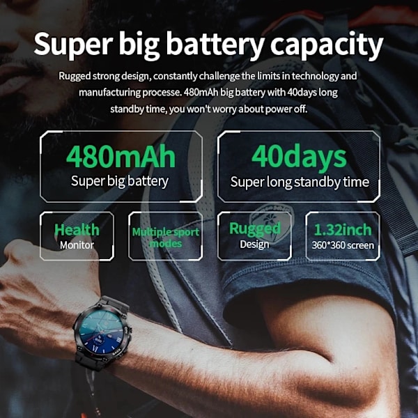 LIGE GPS Ny Smart Watch Herr Utomhussport Fitness Armband Blodtrycksklocka IP68 Vattentät Smartwatch För Android IOS Grey GPS