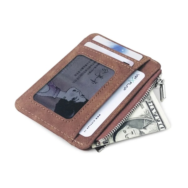 Slim kortkort plånbok herr matt läder Retro multikort frostat tyg Korthållare Pengar Minimalistisk Transparent myntväska Gray