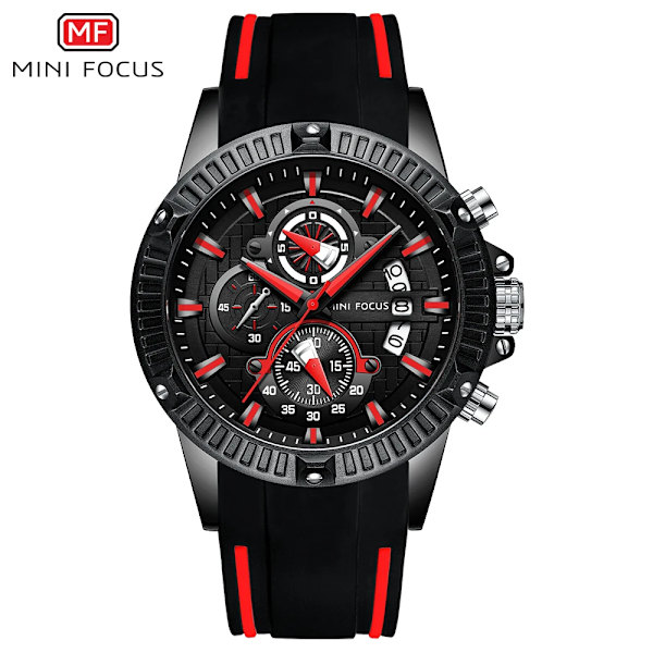MINI FOCUS Top Brand Lyx Watch Herr Vattentät Mode Kvarts Relogio Masculino Reloj Hombre Montre Homme Silikonrem red watch with box