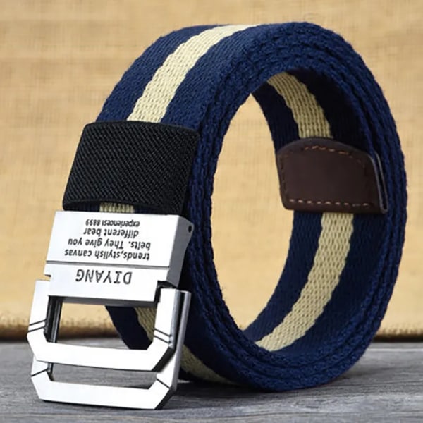 Vår och höst Ungdom Dubbelring Spänne Färgmatchning Justerbar längd Jeans Canvas Dam- och Herrbälte Type 5 130cm