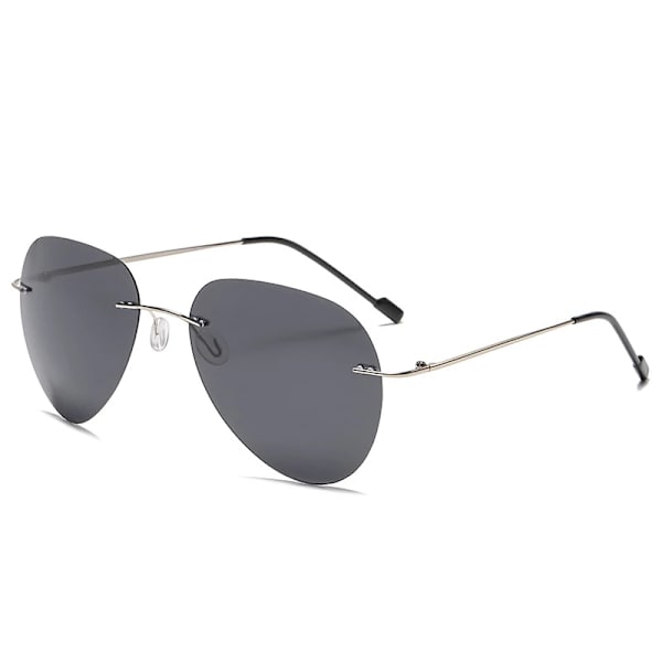 Män Ultralätt titan polariserad fotokromatisk lins solglasögon båglös flygstil Brand Design Night Vision glasögon Silver Gray