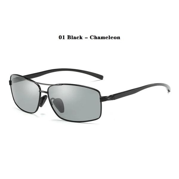 Fotokromatiska solglasögon för män Körning Polariserade solglasögon Man Designer Kameleontglasögon Byt färg Glasögon Dag och natt 01 Black - Chameleon