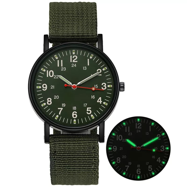 Luminous Nylon Band Military Watch Herr Klockor Army Army Watch Quartz Herr Sportklockor Relojes Para Hombre Relogio Masculino Green