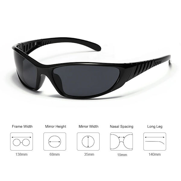 Retro Y2K Solglasögon Utrikeshandel Hip Hop Style Körglasögon Steampunk Goggles Gothic Oculos De Sol UV400 C05 Black Red As Photos Showing