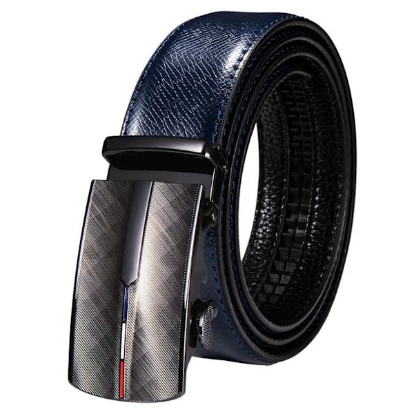 Högkvalitativt märke herrbälten blå koläder Automatiska spännen Spärr midjeband Bälte för män Klänning Jeans Kostym Byxor Present 0031DME 130cm