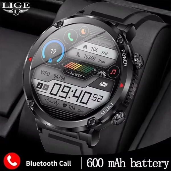 LIGE Smart Watch Herr 1,6 tum Full Touch Armband Fitness Tracker Sportklockor Bluetooth Call Smart Clock Herr Smartwatch Green 600mA-Bluetooth call