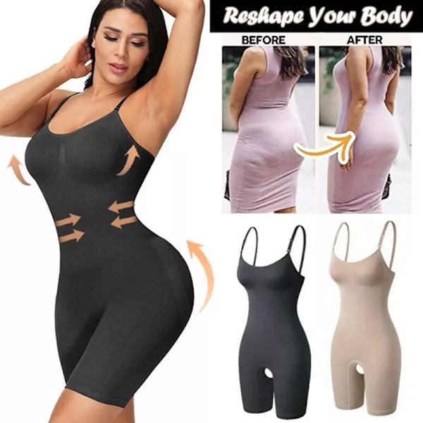 Shapewear för kvinnor Waist Trainer Seamless Body Shaper Briefer Faja Tummy Control Butt Lifter Black-1piece M