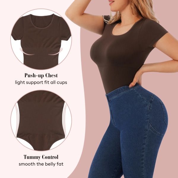 Attraktiv sömlös Body Shaper Plus Size Body Midja Cincher String Underkläder Magen Skims Shapewear Auburn M-L