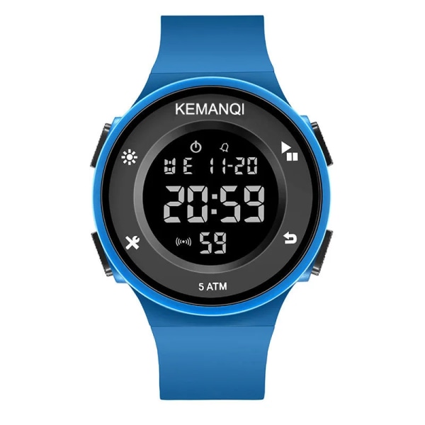 YIKAZE Multifunktions Watch för män LED Digital watch Stor urtavla Vattentät Lysande Herr Watch Elektroniska klockor C-Blue