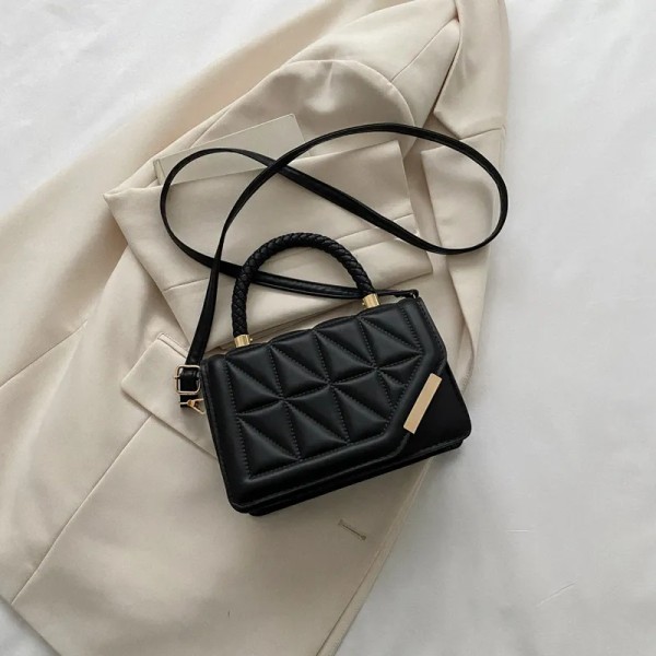 Nytt mode axelväska Rutigt PU-läder Damhandväskor Designer Crossbody-väskor för kvinnor Black 20x13x7cm