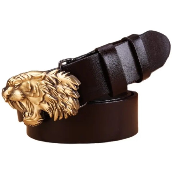 2020 massivt mässingsspänne bälte män högkvalitativ tigerrem 3,8 cm bred gördel fullnarv 100 % äkta läder kohud 130 kamel coffee 105 small waist
