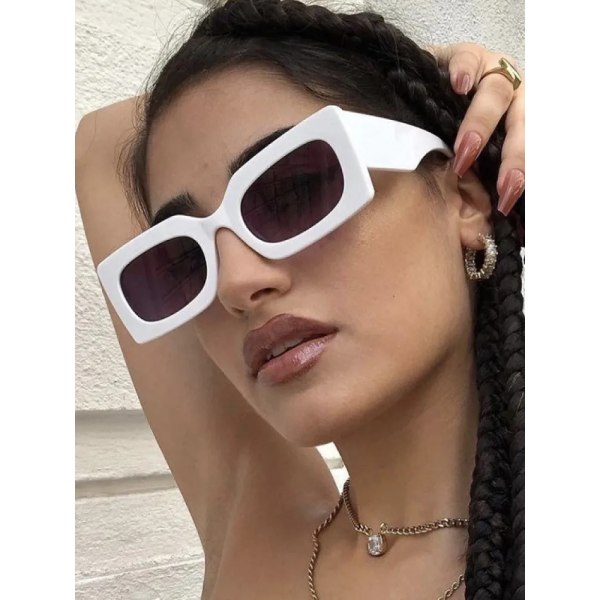 Mode Vintage Fyrkantiga Solglasögon Dam Gradient Tea Solglasögon Sommar Resa Retro Glasögon Män Oculos De Sol Feminino red gray with pouch and cloth