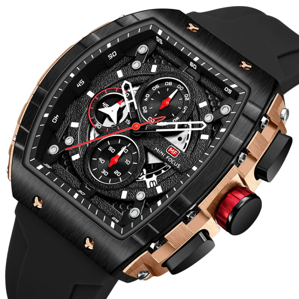 Herrklockor Mode Sport Watch för män Lyxigt toppmärke Vattentäta armbandsur Svart silikonarmband Relogio Masculino MF0399G03B