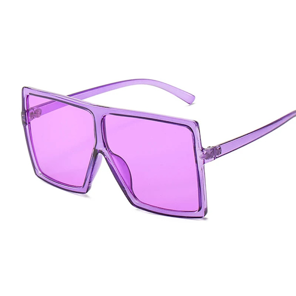 Överdimensionerade solglasögon Solglasögon Kvinna Svart Mode Fyrkantig Solglasögon med stor ram Kvinna Vintage Retro Glasögon Unisex Oculos Feminino Purple