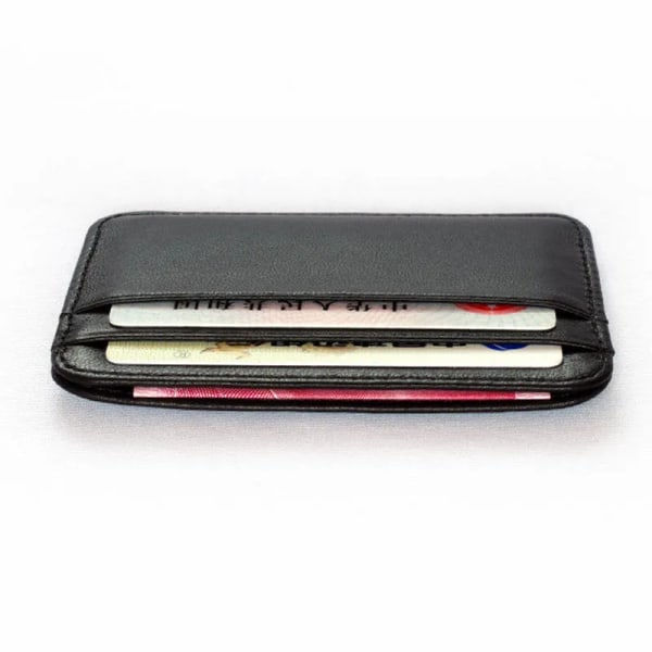 Ny tunn 100 % fårskinn äkta läder herrplånbok tunn mini-ID kreditkortshållare liten korthållare handväska för man Black