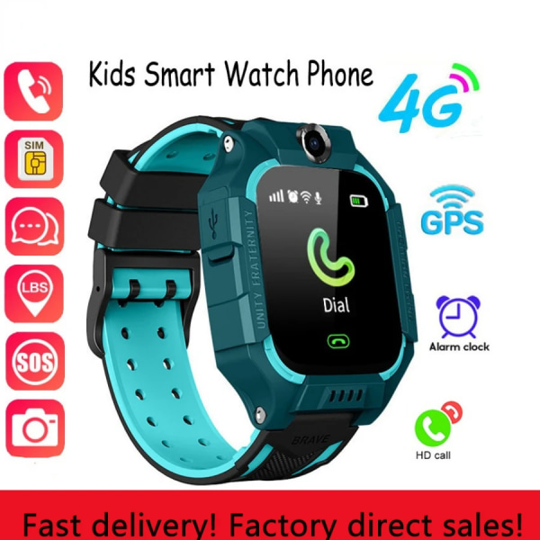 Smart Kids Watch Gps Call Message Card Sim Vattentät Smartwatch For Kids S0S Photo Remote För IOS Android Äkta present Nyhet Green