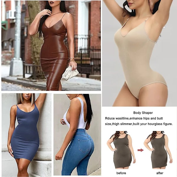 Strap Bodysuits Compression Body Suits Shapewear Slimming Body Shaper Smooth Out Body Body Shapewear Dam Helkropp Beige M