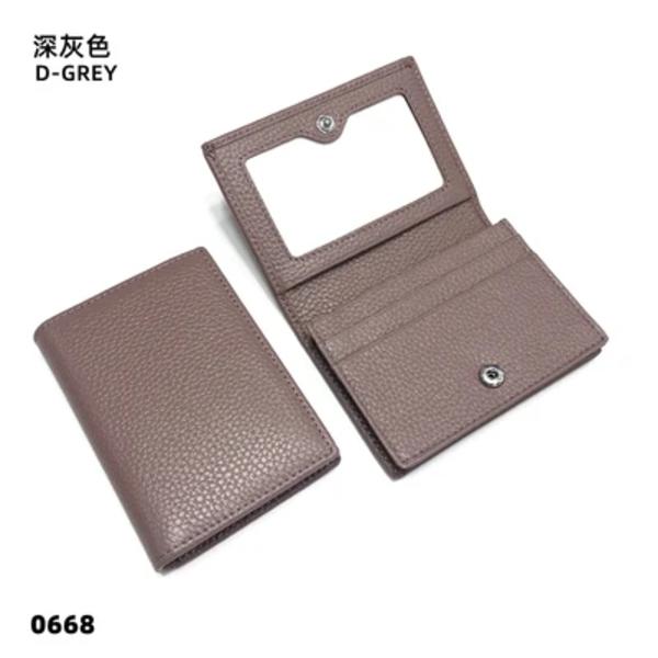 Visitkortshållare Dam Bifold Läder Kreditkortsfodral Case Anpassad Män Ko Äkta Läder dark gray