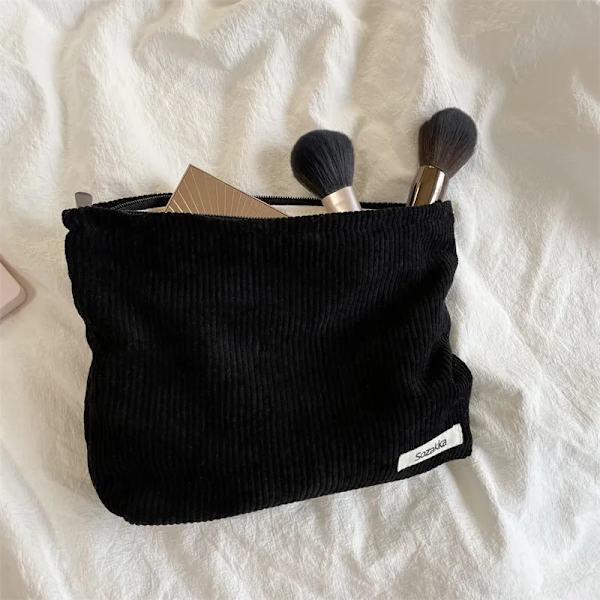 Ny Fashoin print dam kosmetikaväska Retro blomma dam Clutch handväska Resehandväskor Skolflickes penna förvaringsväskor Black(.657)