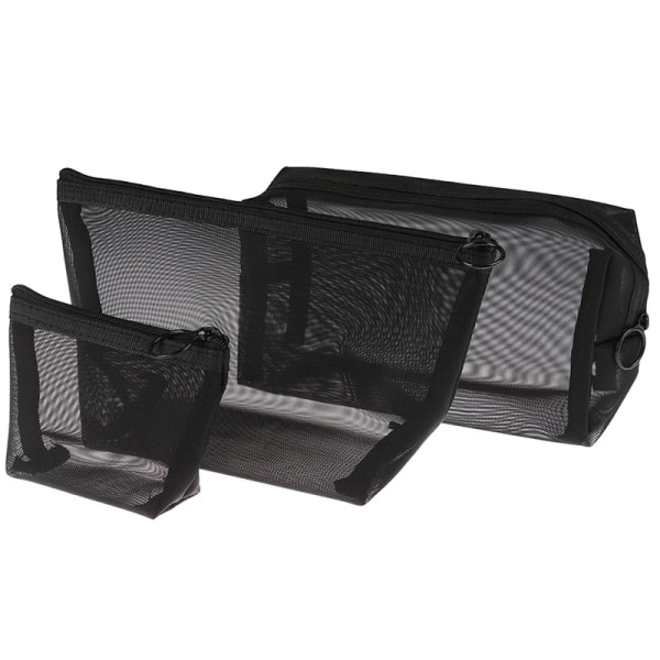 3 st/ set Casual Dragkedja Toalettartiklar Tvättväskor Smink Transparent Mesh Case Organizer Förvaringspåse Kvinnor Resekosmetikväska