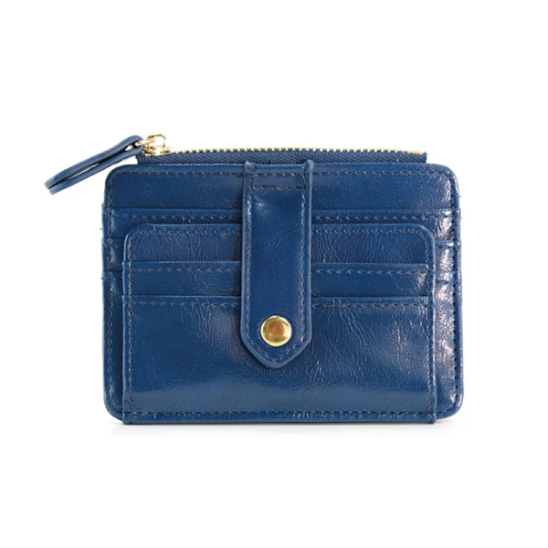 1 ST Mini PU Läder Kreditkortshållare Skydd Cover Hasp Kvinnor Män Liten Ultra-Tunn plånbok Organizer Case Paket Myntväska Dark blue