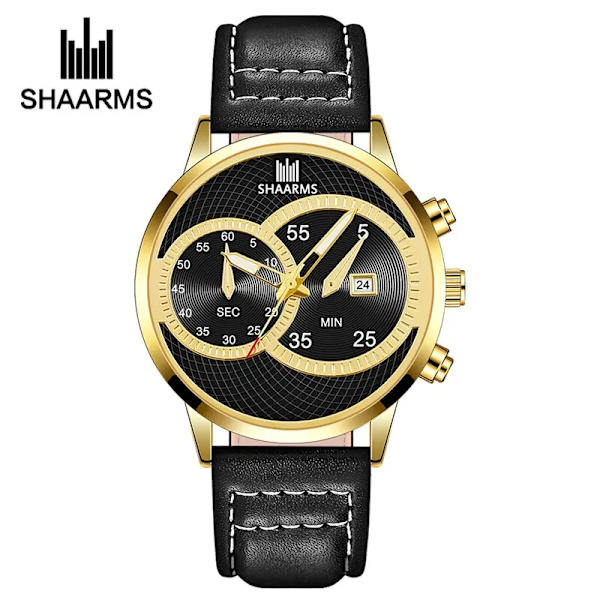 Guldblå ​​Herrklockor Toppmärke Lyx Mode Casual Business Quartz Watch Date Vattentät armbandsur Relogio Masculino Gold
