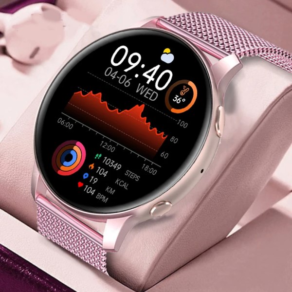 OLED Mode Smart Watch Dam Puls Blodtryck Multifunktionell Watch Herr Kvinna Vattentät Smartwatch Kvinnor Gold