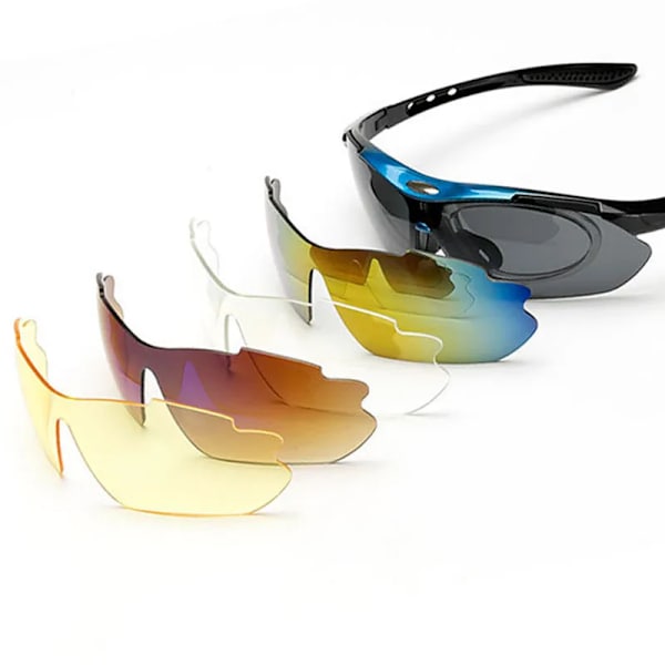 Cykelglasögon för män Kvinnor Män Utomhussport Cykel Solglasögon MTB Road Goggles Glasögon 5 lins Cykelutrustning Körning Red  5 Lens