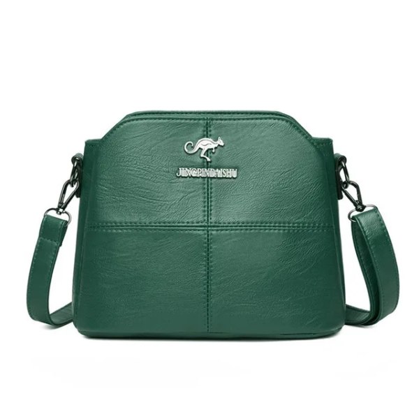 Små crossbody-väskor i massivt läder för kvinnor Nya enkel väska med flera fickor, designer Casual axelväskor Sac A Main Green-2