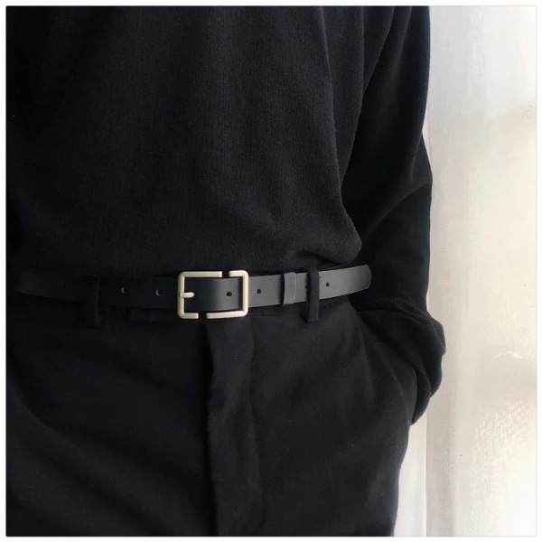 Kvinnor Bälte PU Läder Pin Spänne Punk Wind Jeans Ny stil mode Kvinna Svart Fri storlek Grommet Bälten för byxor 152 196-black Free Size