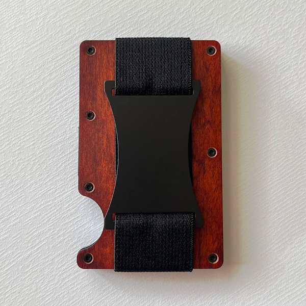 Slimma plånböcker för män Smart Minimalistisk Tunn Plånbok Hane Metall Kolfiber Aluminium RFID Lyx Designer Korthållare 2022 Handväska wood reddish