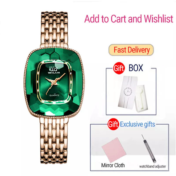 WIILAA 2022 Green Diamond Style Lyx Kvinnor Watch Kreativ Unik Watch För Kvinnlig Klocka relogio feminino green with box