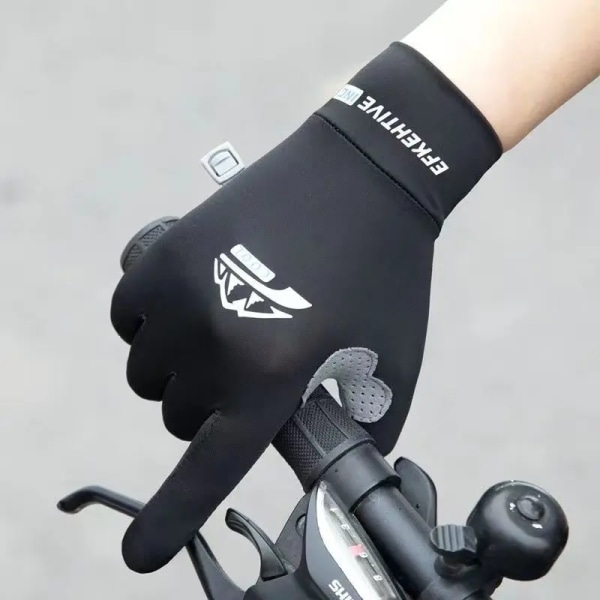 Vårsommarhandskar Herr Dam Is Silke Cool Pekskärm Fiske Tvåfinger Elastisk Cykling Tunna Solskydd Körhandskar full-finger white L