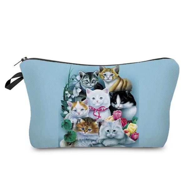Svart katt utskrift kvinnor kosmetiska väskor Djur Söt Casual Bärbar förvaring Sminkväska Toalettväskor hz1244 Cat Bag