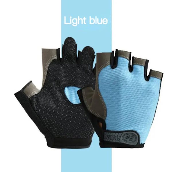 Halvfingerhandskar Gym Fitness Anti-halk Kvinnor Män Gel Pad Handskar Gym Cykling Fingerlösa handskar Cykeltillbehör Light Blue XL