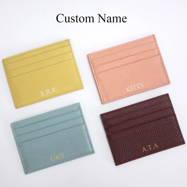 Kreditkortshållare i läder Custom Initial Holder Personlig Initial Slim Wallet Monogram Namn Plånbok Korthållare DIY Christmas camel