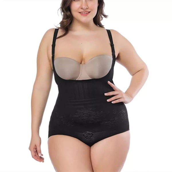 Damer Sexig bantning Shapewear Plus Size Waist trainer Shaper Underkläder Postpartum Recover Body Body Control Korsett Underkläder Black XXL