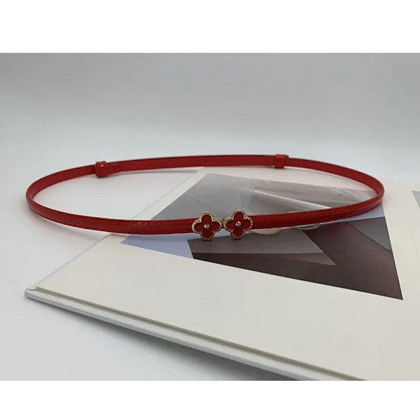 Bältesklänning Enkel mångsidigt mode för kvinnor Läderbälte Tunt Skinny Justerbar matt midjeband Bältkklänning Tillbehör Bright Red 96X1CM