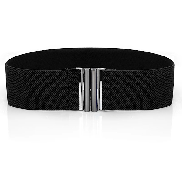 Brett resårbälte Enfärgad korsettbälte Metallspänne Dammode Cummerband Stretch Cinch midjeband Dam midjebälte style 1-black One Size