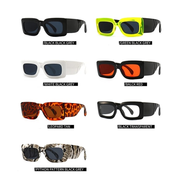 RUOBO Brand Designer Små rektangulära Pythons Grain Solglasögon för kvinnor Retro Dammode utomhussolglasögon Oculos De Sol Green-Grey Acrylic Frame