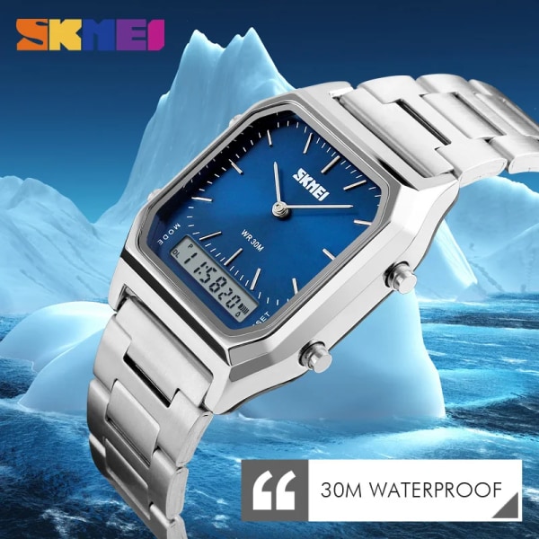 SKMEI Mode Casual Watch Herr Digital Dual Time Sports Chronograph 3bar Vattentät Quartz Armbandsur relogio masculino 1220 Gold