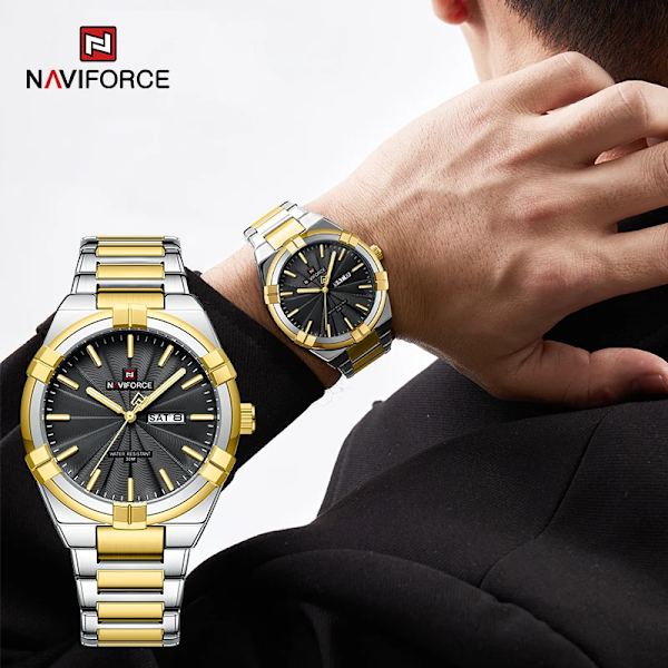 Topp originalmärke NAVIFORCE Quartz klockor för män Lyx vattentät rostfritt stål Casual Armbandsur 2023 Ny modedesign SBE-BOX