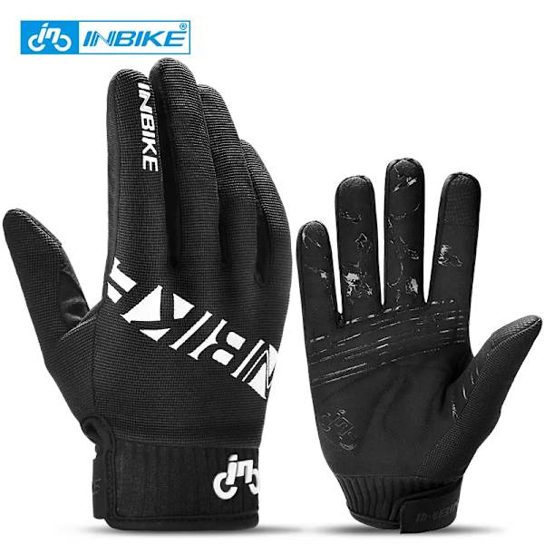 INBIKE Cykelhandskar Pekskärm MTB Cykelhandskar Sport Stötsäker Helfinger Reflekterande Vinter Vår Cykelhandske IM19806 IM19806-Black M