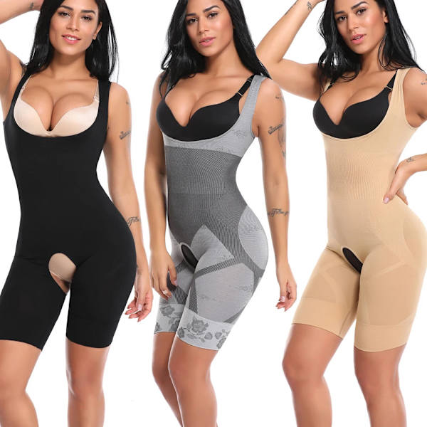 Shapewear Kvinnor Body Shaper Bantning Öppen gren Korsett Waist trainer Forma Underkläder Efter förlossning Återhämtning Slida Black L XL