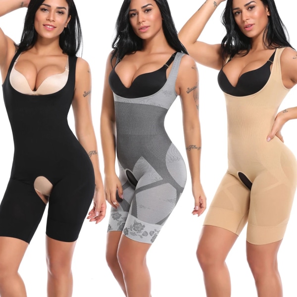 Shapewear Kvinnor Body Shaper Bantning Öppen gren Korsett Waist trainer Forma Underkläder Efter förlossning Återhämtning Slida Black XXL XXXL